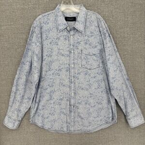 J. Campbell Shirt Mens XL Blue Check Button Up Cotton Long Sleeve‎ Pockets